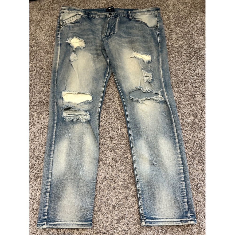 Fashion‎ Nova Men Distressed Blue Wash Denim Jeans Size 42